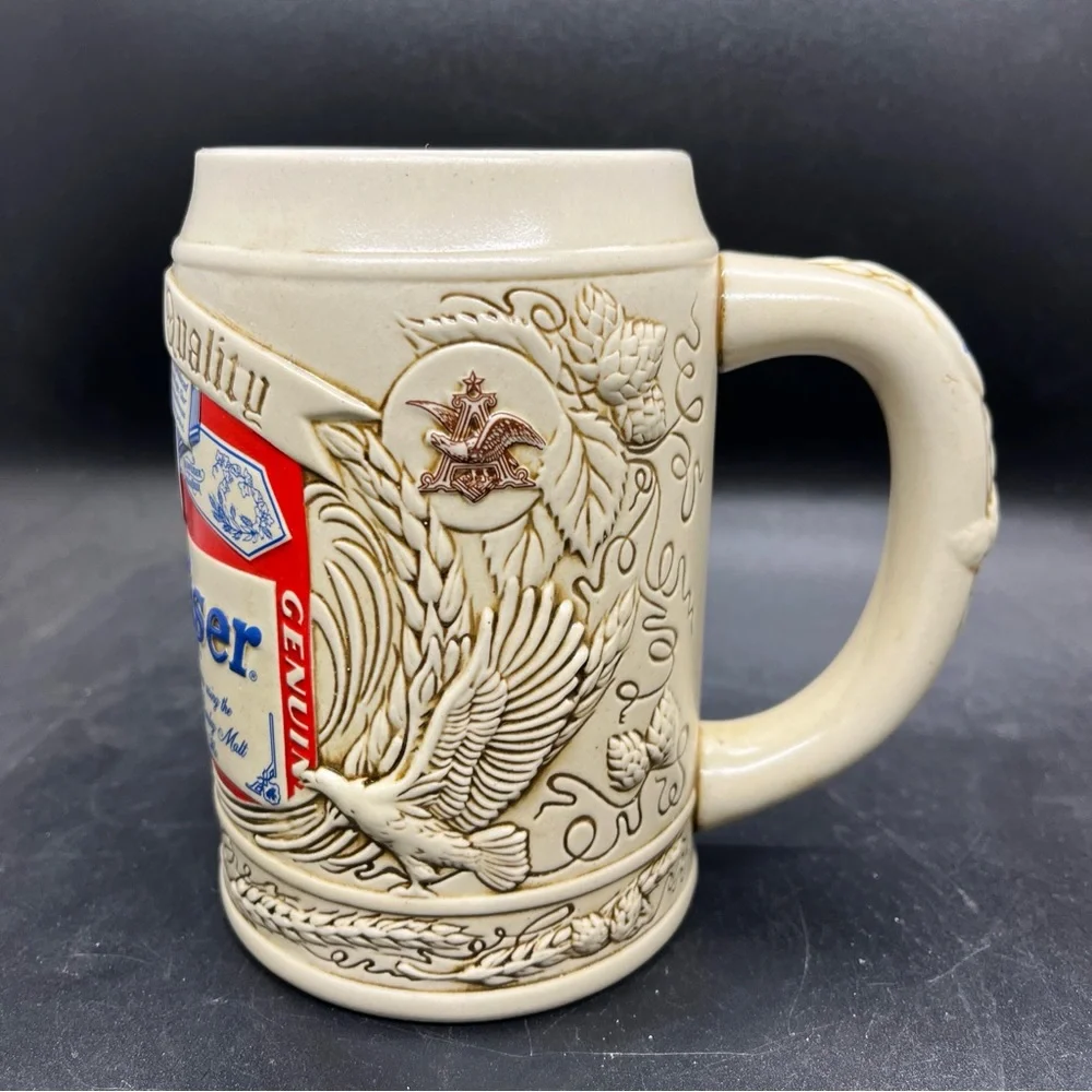 Budweiser Label Stein Beer Mug Cup 1995 Ceramarte Brazil w/ Box & COA